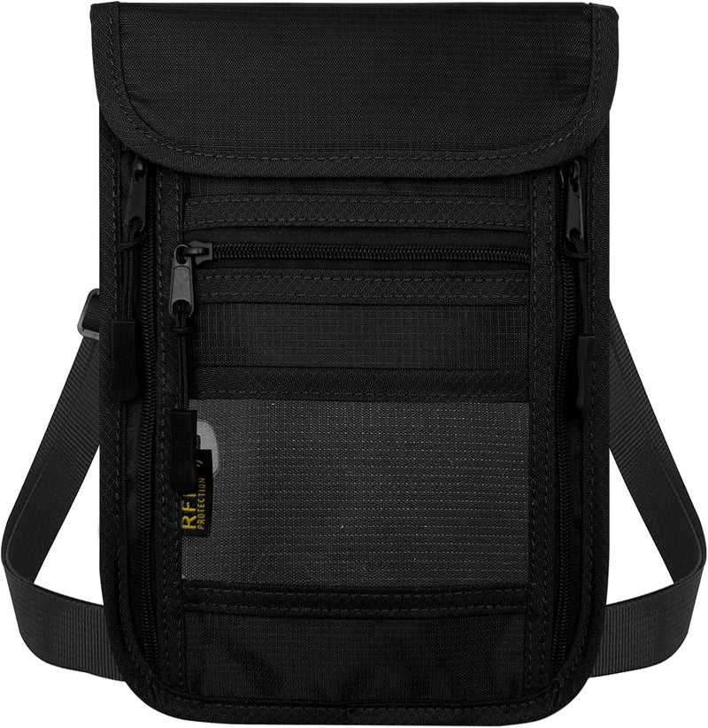 Sundee Travel Neck Wallet with Double Zippers, RFID Blocking Passport Holder with Adjustable Neck Strap for Men and Women to Keep Cash, Credit Cards and Travel Documents Safe - Black - Image 1